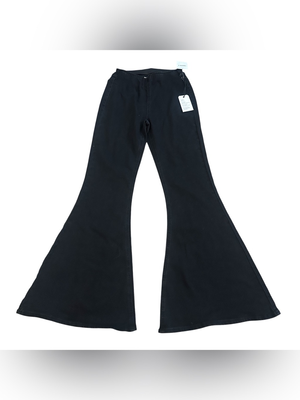 NWT Forever 21 Wide Flare Bell Bottom Pull on Black Denim Jeans‎ Womens Small